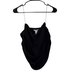NWT H&M Black Cowl Neck Draped Top - Minimalist Chic Sleeveless Blouse - Size L